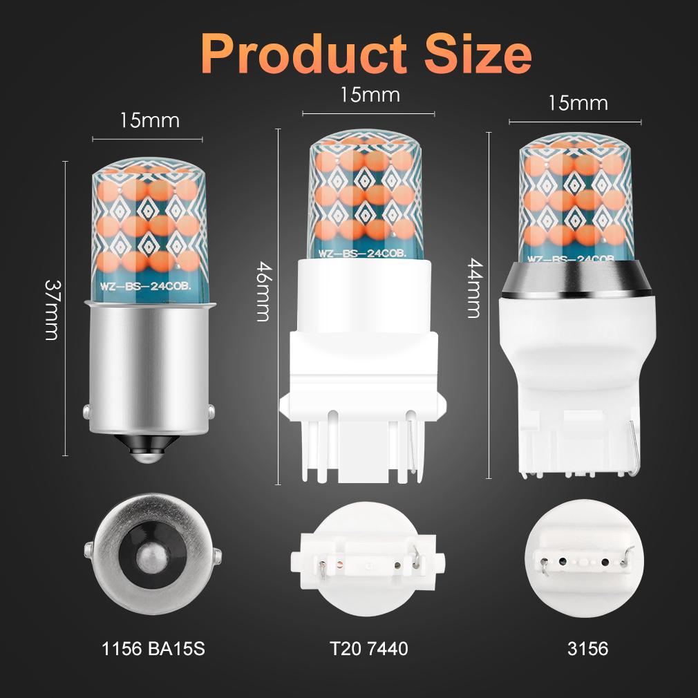 1PC 1156 BA15S P21W LED T20 7440 W21W LED-Lampen Kristallklares Silikon COB T25 LED 3156 3056 P27W Auto Blinker Bremsleuchte Bernstein Weiß Rot