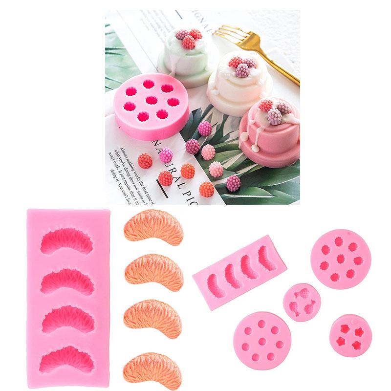 Silicone Fruit Molds Set for Cake Decorating 3D Strawberry Pineapple Raspberry Chocolate Molds Candy Jelly Gummies Soap Mold
