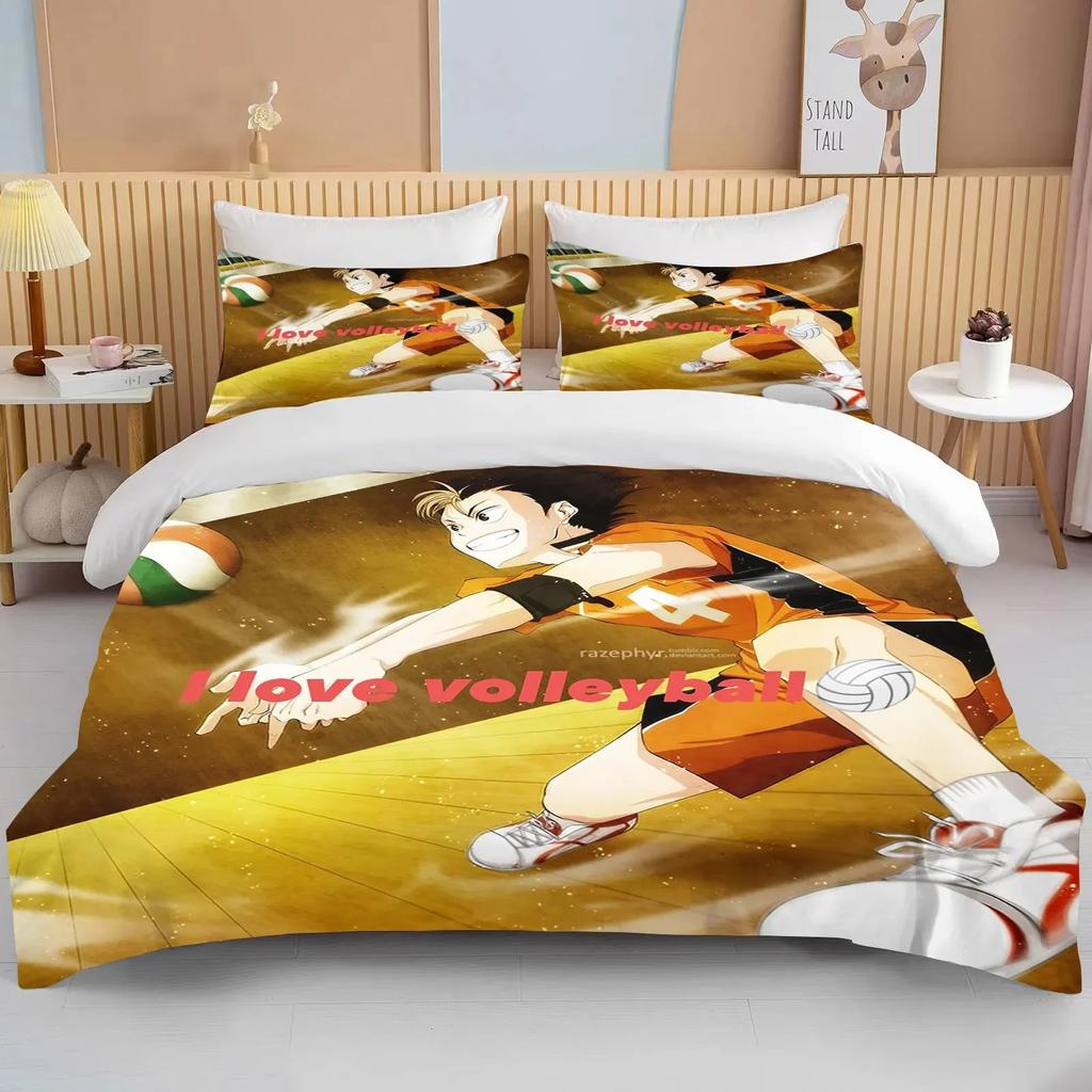 Neue 3D Haikyuu Bettwäschesets Cartoon Steppdecke Bettbezug Anime Bettdeckenbezug Kissenbezugsets Erwachsene Kinder Bettwäschesets Heimtextilien