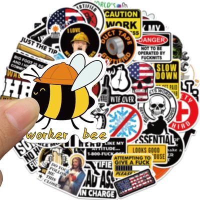 50PCS Safety Warning Signs Stickers Hard Hat Stickers Vinyl Waterproof Warning Decals for Scrapbooking Laptop Construction Hat