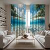 2 Pieces HD Blue Water Blue Sky White Cloud Landscape Decoration Curtain Blue Digital Printed Curtain Home Decoration Style Deco