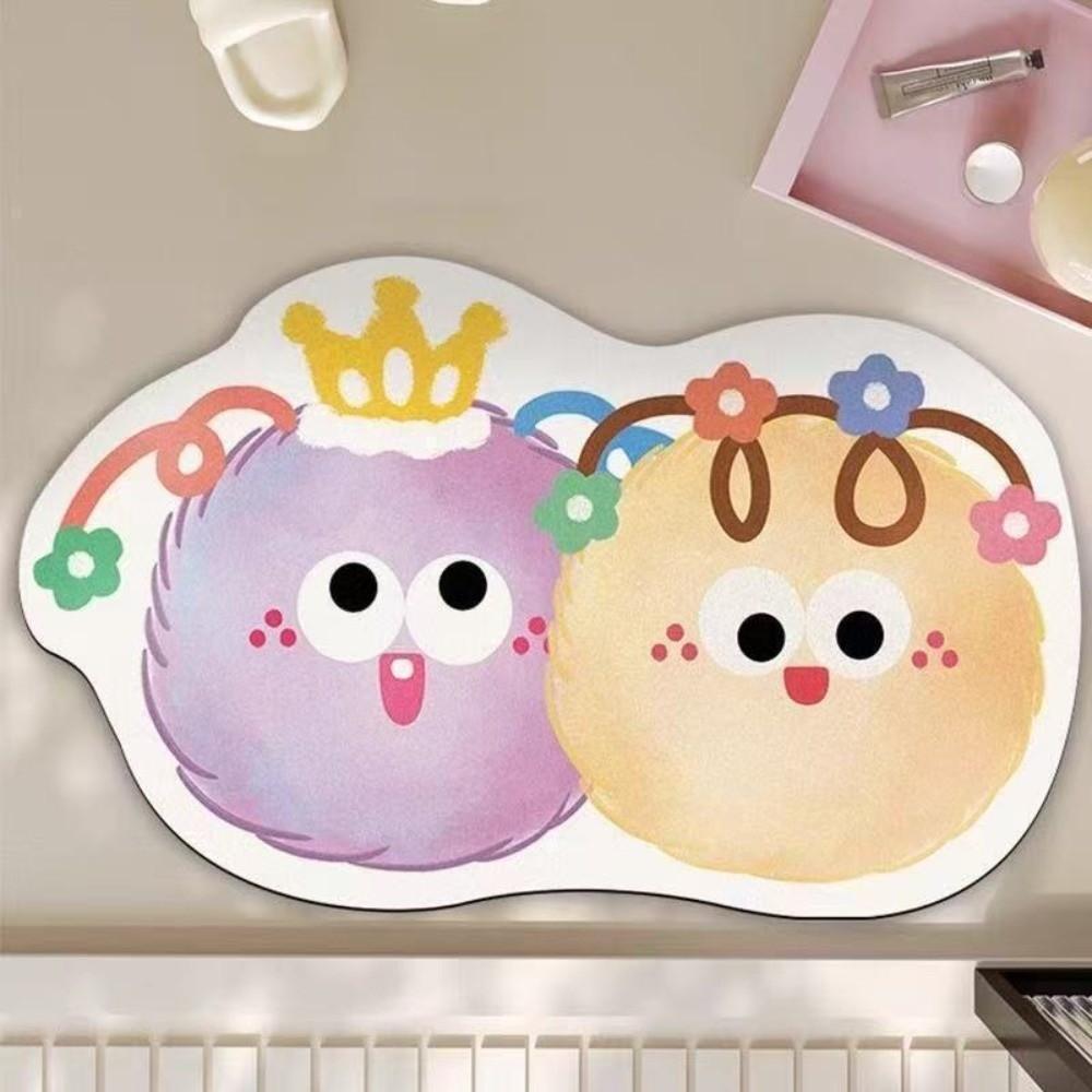 Cute 40*60cm Bathroom Mat Cartoon Design Big Eyes Diatom Mud Mat Quick Dry Bathroom Carpet Bathroom Use