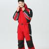 Unisex One-Piece Hooded Ski Suit - Solid Color, Warm Jacket & Pants