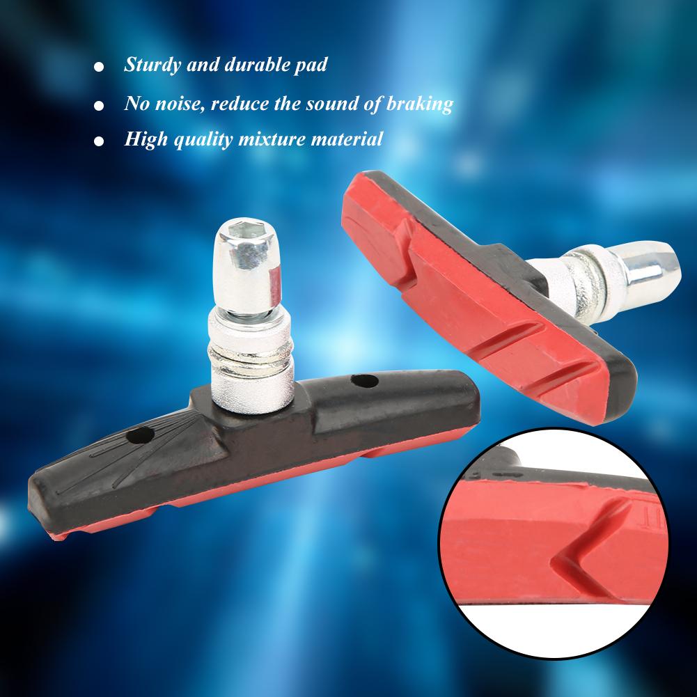 Ett par Blandmaterial Tysta Mountainbike Bromsbelägg Block Skor Cykel CykeltillbehörRöd