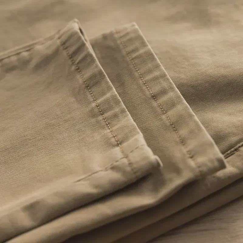 Pánské jarní bavlněné pracovní kalhoty v korejském stylu - ležérní rovný střih, jednobarevné kalhoty