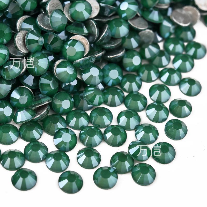 Grüner Diamant-Nagelbohrer mit flachem Boden, Glaskristall mit silbernem Boden, Handyhüllen-Zubehör, Aufkleber, Diamant, DIY-Strass-Schmuckzubehör