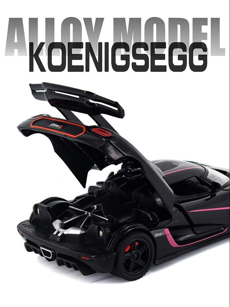 Xinao 1:32 Koenigsegg Sportwagenmodell – Schwingtür, Ton und Licht, Rückzieh-Legierungsspielzeug