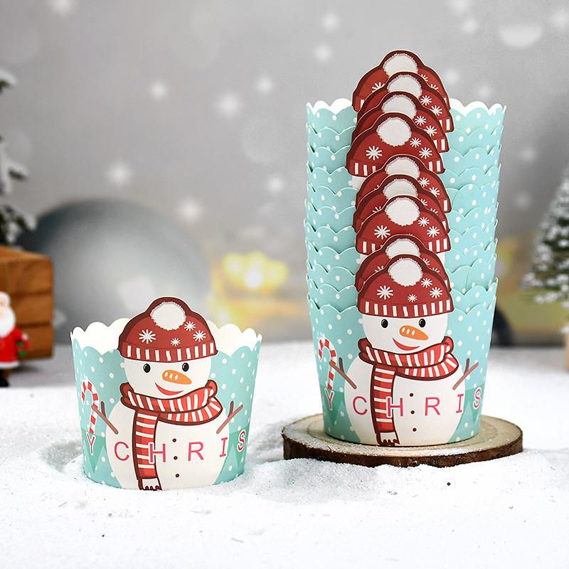 50Pcs Christmas Cupcake Linner Cartoon Santa Claus Muffin Paper Cups Christmas Party Cake Decoration Supplies Kids Favors