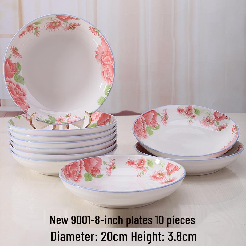 Retro Ceramic Porcelain Microwave-Safe Bowl Set - Chinese Style Tableware