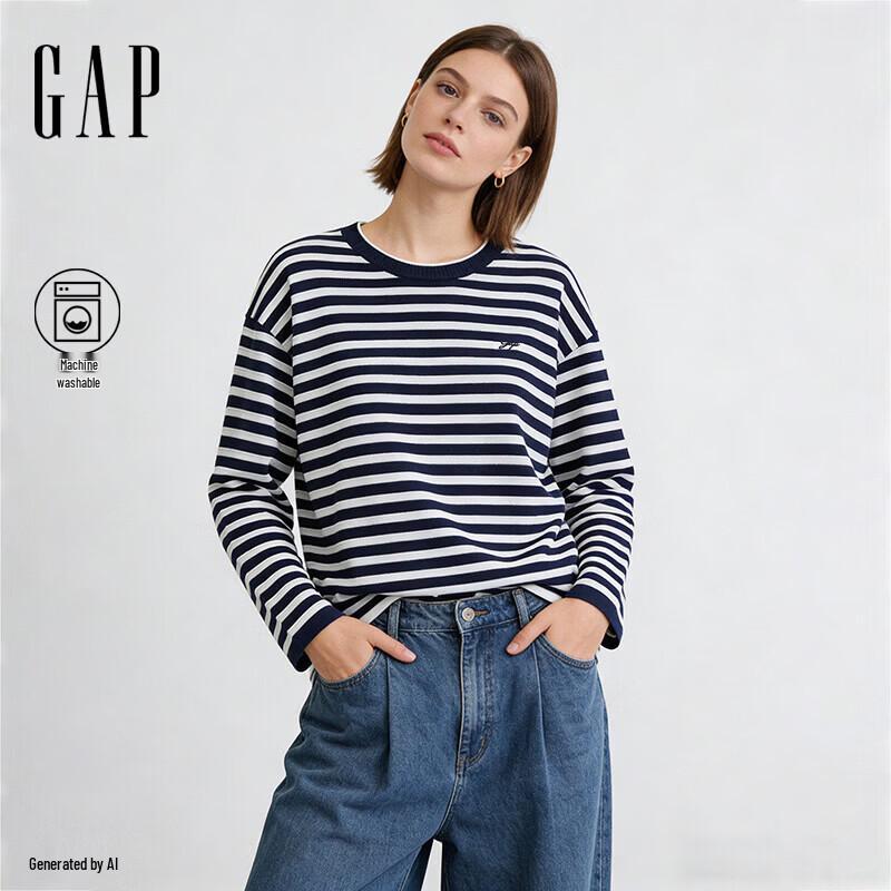 Gap Women's Logo Embroidered Striped Knit Top