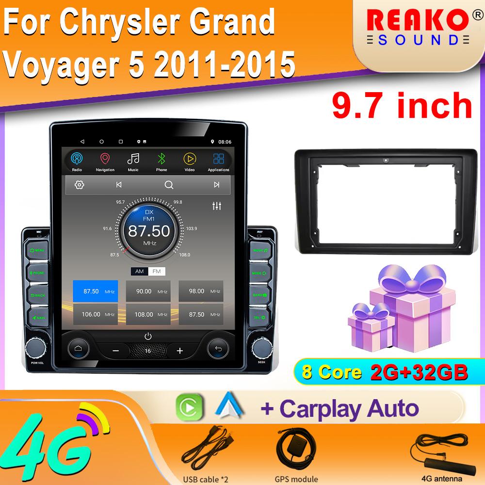 9.7" Vertical Style Tesla Screen Android Car Radio For Chrysler Grand Voyager 5 2011-2015 GPS Navigation Multimedia Player