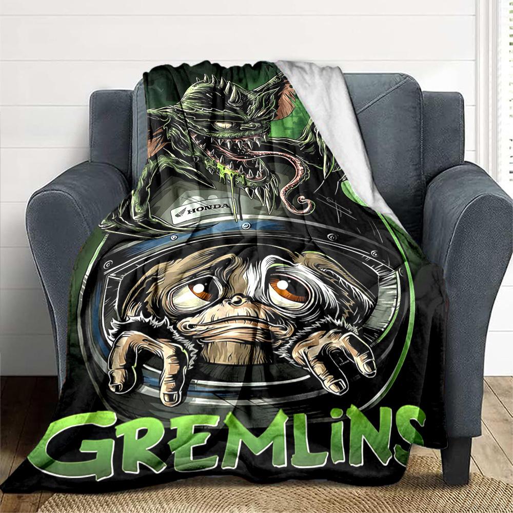 1pc Gremlins Blanket Lightweight Flannel Throw For Sofa, Bed, Travel, Camping, Livingroom, Office, Couch, Chair, And Bed