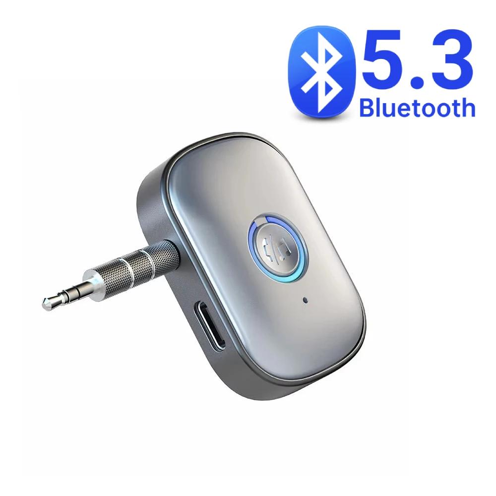 

Автомобильный AUX аудиоадаптер Bluetooth 5.3 3,5 мм Hi-Fi стерео музыкальный беспроводной приемник с микрофоном для звонков для автомобильных наушников ТВ-динамиков