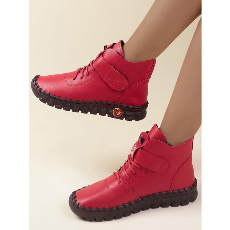 New Spring Casual Women Shoes Platform Loafers Lace Up Leather Flats Slip-On Mom Shoe Mujer Zapatos Chaussure Femme