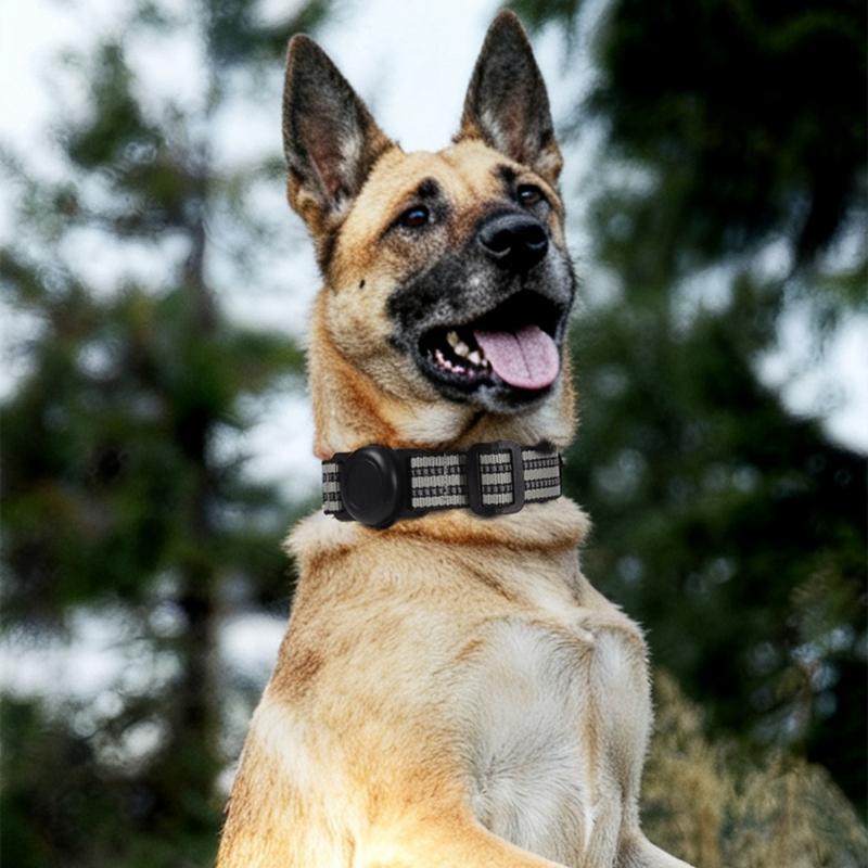 Pet Collar Adjustable Reflective Dog Collar Integrated Protective Cover Can Install Locator
