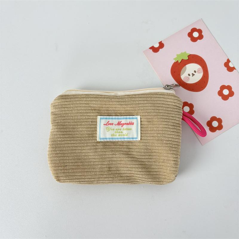 2026 New Corduroy Zero Wallet Solid Color Portable Pocket Wallet Zipper Coin Purse Card Bag Key Earphones Lipstick Case