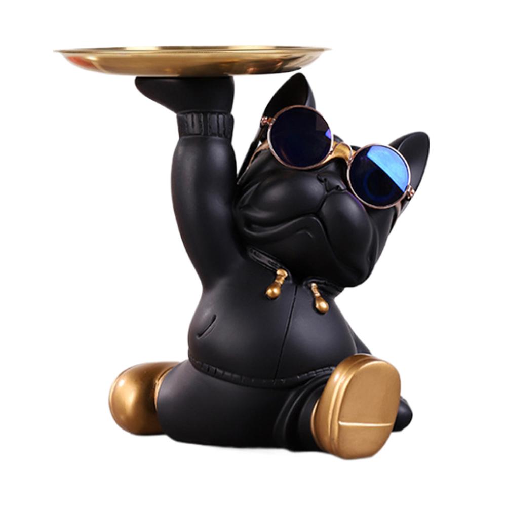 

Декоративная статуя магната Питбуля, изделия из смолы, лоток для хранения скульптур животных для гостиной, прихожей, домашнее украшение чёрный