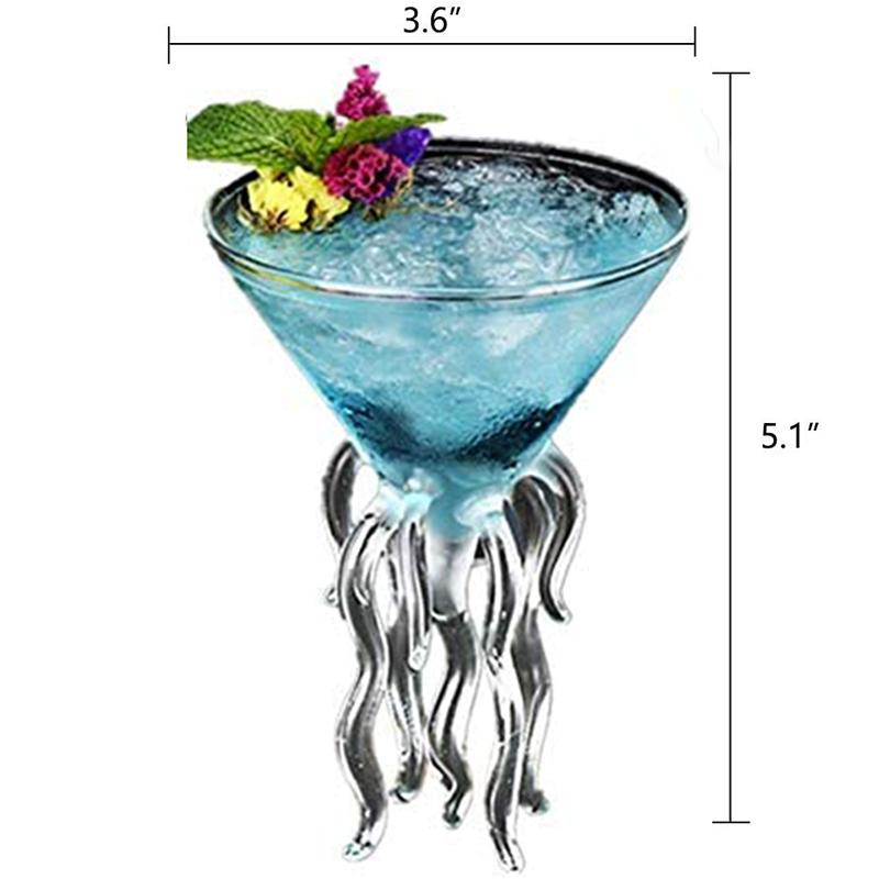Creative Cocktail Glass - Mushroom/Swan/Heart/Octopus/Fish Design Cocktail Glass, Novelty Drink Cup for KTV Bar Night Party
