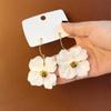 Super Fairy Sweet Mori White Fabric Flower Earrings, French Fashion Gentle Niche High-End Earrings