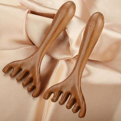 Six-Claw Head Meridian Massage Comb Anti-static Natural Wooden Wide Tooth Gua Sha Tool Scratcher Spa Promote Blood Circulation