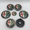 KUBEL1 7pcs forAlfa Romeo Car Emblem Wheel Cover Caps Front Hood Badge Rear Trunk Steering Sticker Styling 2x74mm 4x60mm Cap 1x40mm