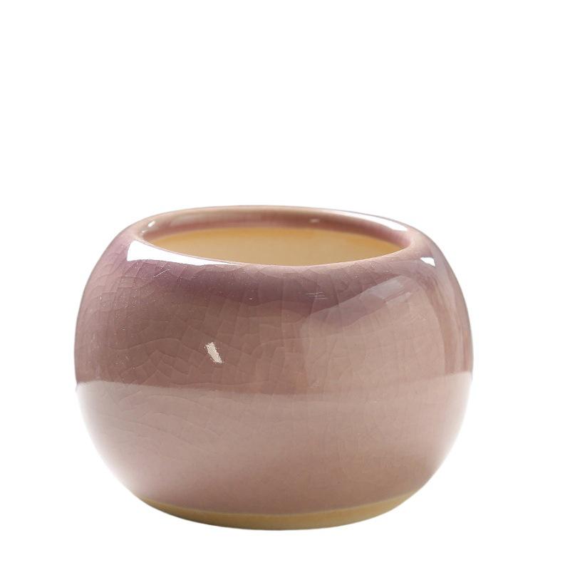 Charming Ice Crack Ceramic Succulent Pot - Small, Cute Desktop Cartoon Decor