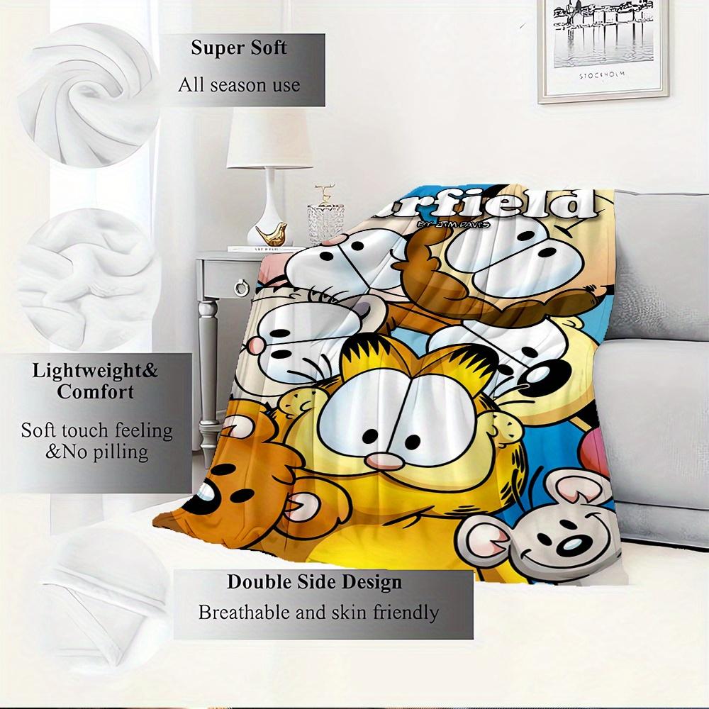 1pc Cat, Garfield Printed Flannel Blanket, Super Soft Plush  Bed Cover, Four Seasons Quilt for Sofa, Bed, Office,52