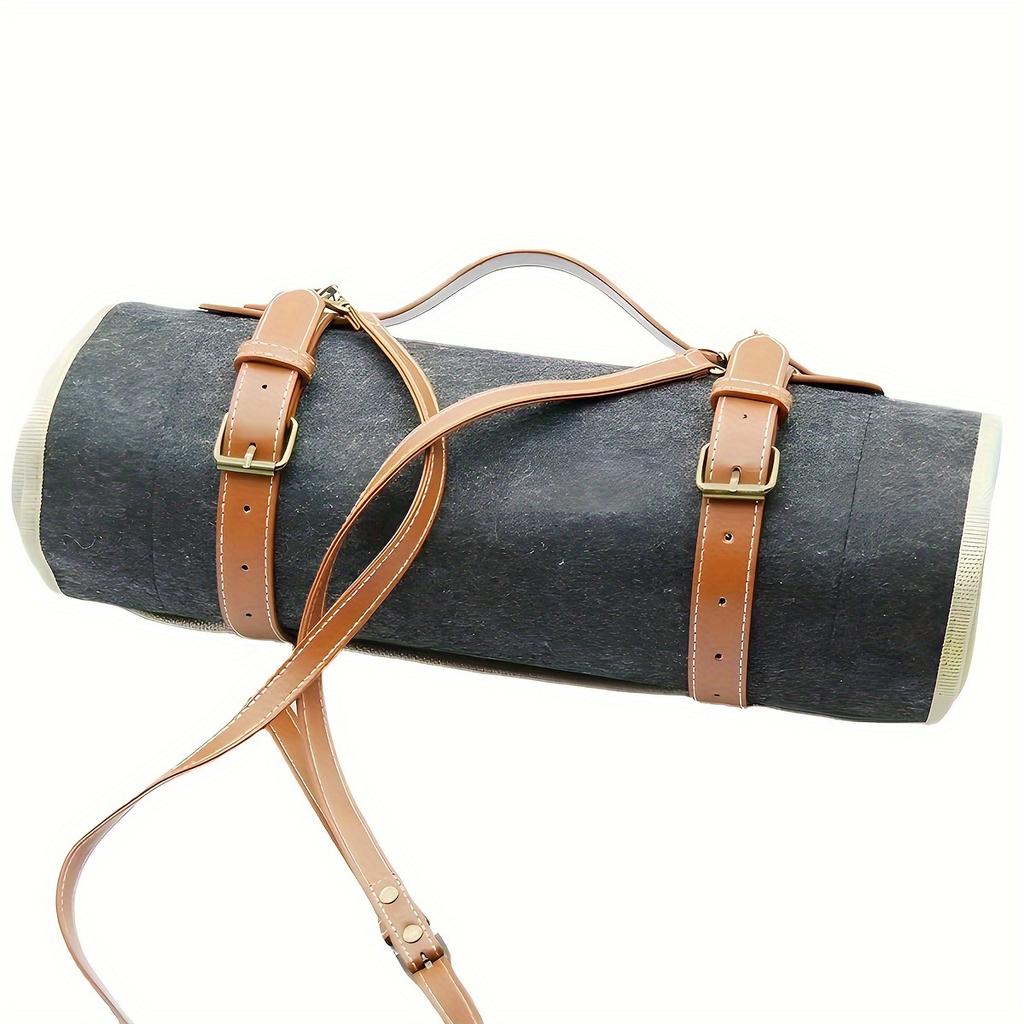 1 Stück PU-Leder Outdoor Picknickmatte, PU-Riemen, Deckenriemen, Yogariemen, Verstellbarer PU-Leder Tragegriff