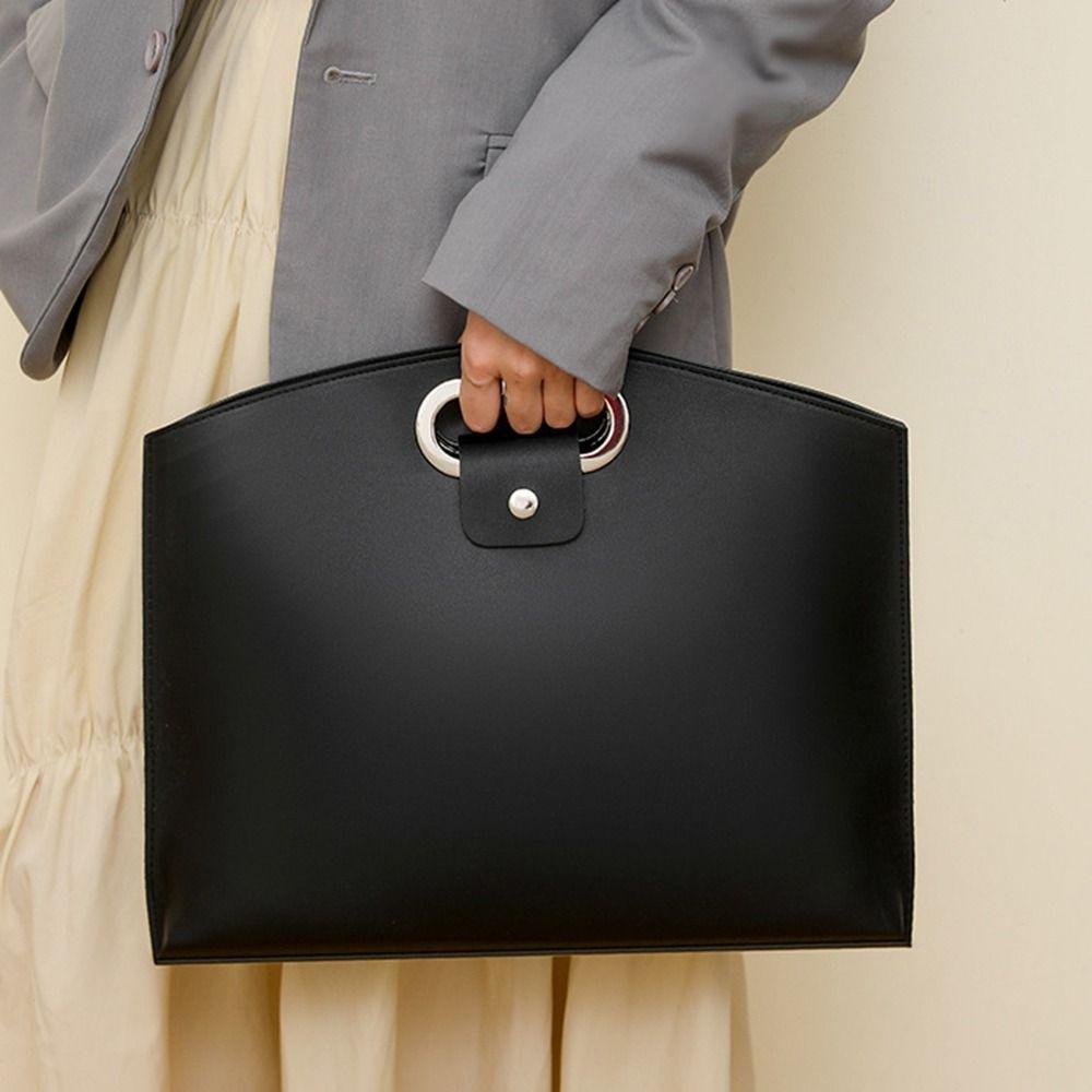 PU Office Document Tote Bag Large Capacity Briefcases Simple File Bag Travel