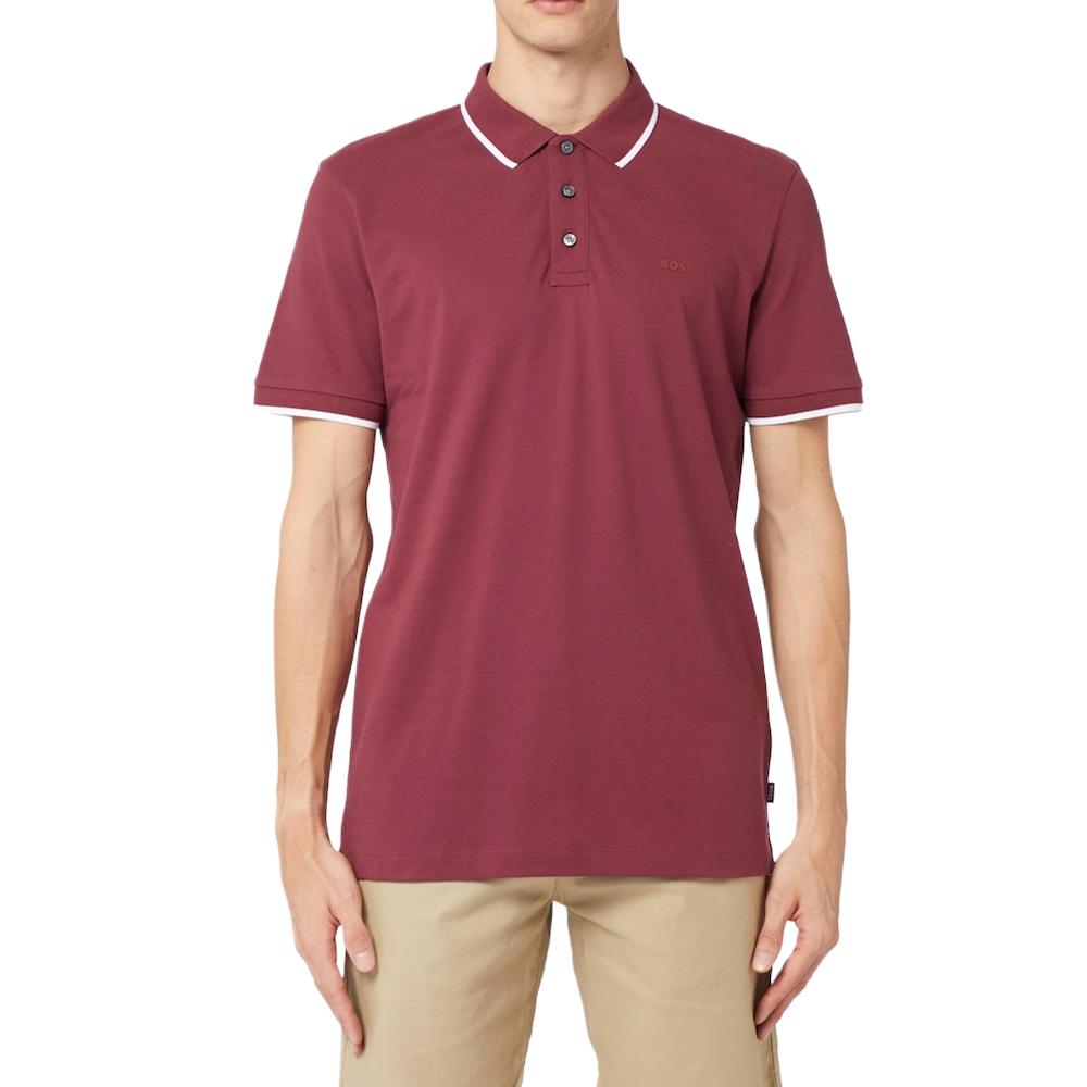 Hugo Boss Polo Shirts Men's Red Polo Collar Moderate Straight Fit 50494697-603