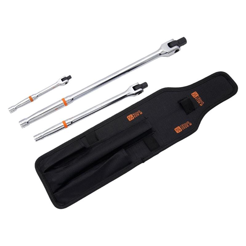 Pack of 3 Professional Breaker Bar Set 6in 10in 15in Heavy Duty Chrome Steel Hand Tool For Automotive Repair