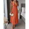 Elegant Summer Sleeveless Vneck Pleated Backless Maxi Dress For Women
