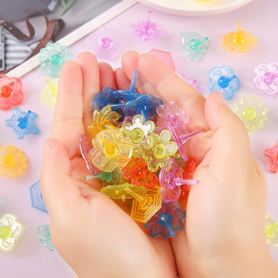 24Pcs Transparent Acrylic Spinning Top Portable Travel Kids Mini Gyroscope Educational Colorful Spinner Toy Toddlers Boys Girls Gift Party Favors