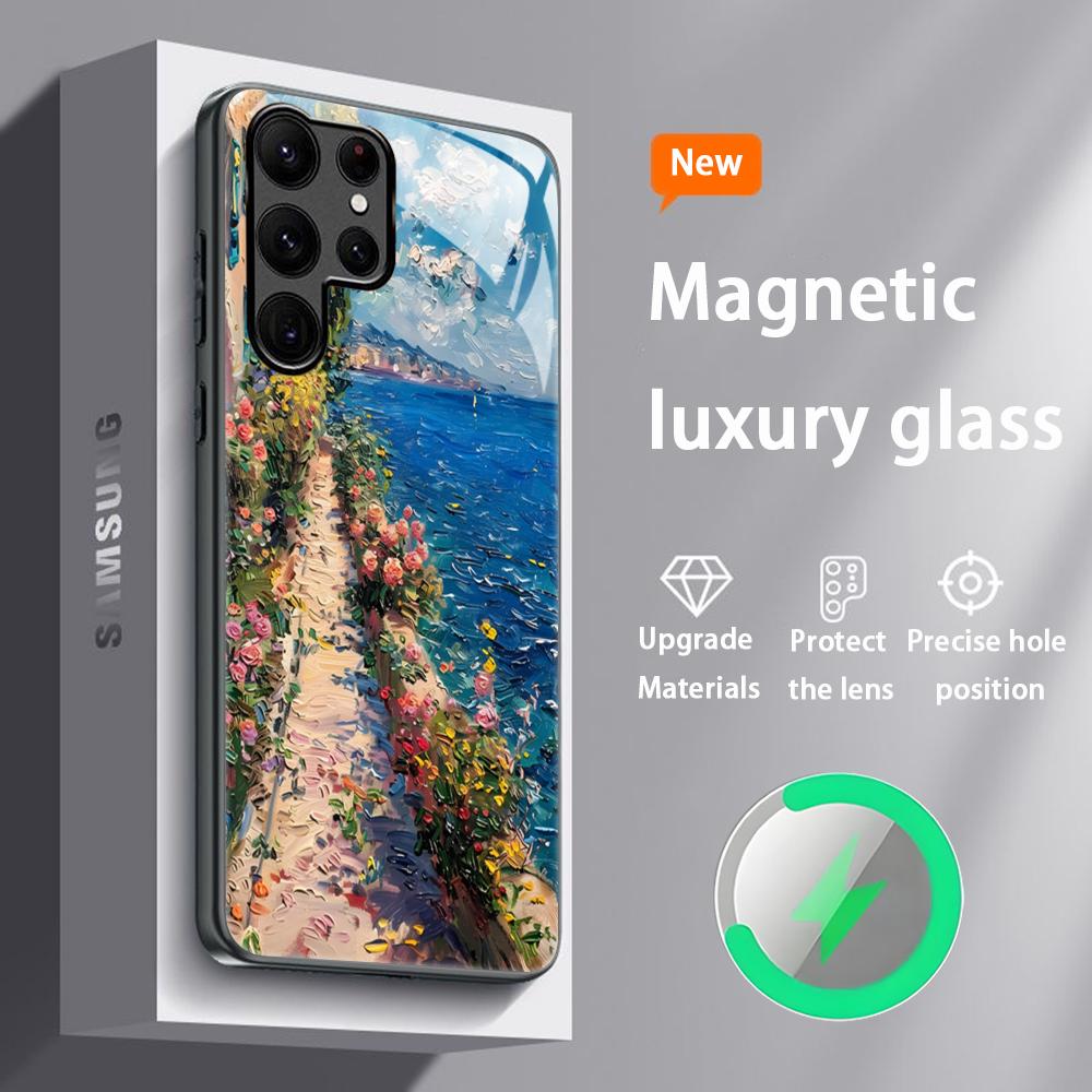 Popular Art Claude Monet Draw Phone Case For Samsung S25 S24 S23 S22 S21 S20 Plus Ultra Note20 Glass Magnetic Case