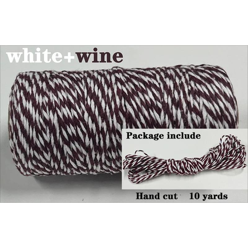 Sfoară Bumbac Bicolor 2mm 10 yarzi Sfoară Bakers Twine Fir Bumbac pentru Decor Acasă Handmade DIY Ambalare Cadou Crăciun