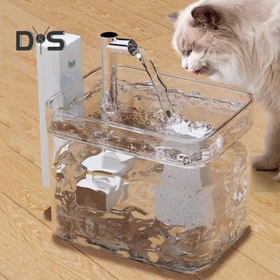 Fontana per gatti senza fili, 1,5 l, distributore automatico di acqua per animali domestici, ricaricabile tramite USB, senza fili, con sensore di movimento, ultra silenziosa, fontana per bere per cani