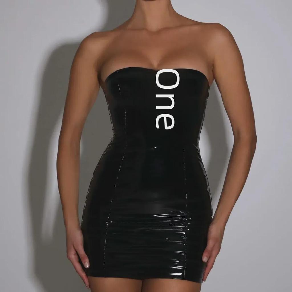 2024 Jesień/Zima Błyszcząca Seksowna Sukienka Tube Top z Odkrytymi Plecami dla Kobiet - Styl Europejski i Amerykański