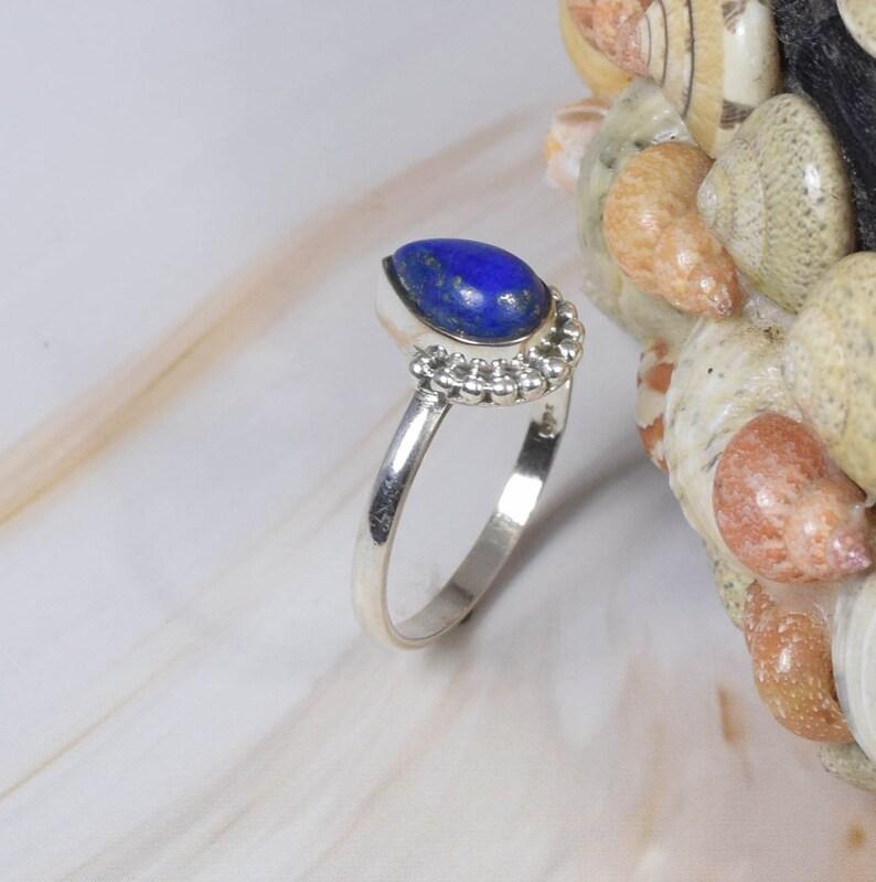 Lapis lazuli Gemstone Ring, Designer Ring, Bohemian Ring, Gift For Her, Statement Ring, Fashion Jewelry, 925 Sterling Silver