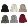 Cappello invernale da donna lavorato a maglia spesso tinta unita elastico antiscivolo caldo antifreddo protezione per le orecchie ritaglio foro coda di cavallo morbido intrecciato trama berretto