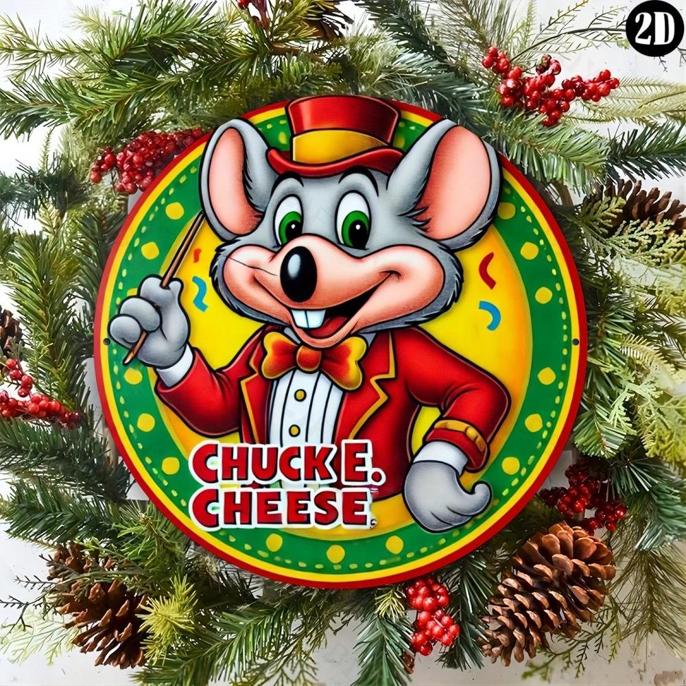 Chuck E Cheese Metallskylt Rund Aluminium Väggkonst Hemmakontor Barinredning Gåva
