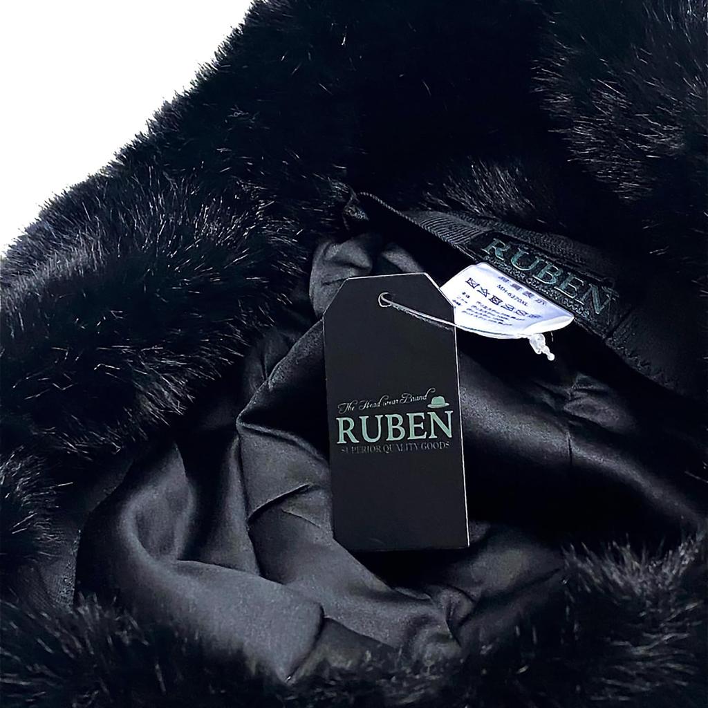 Ruben Black Collection Pilot Flight Cap, Fur Aviator Cap, Custom Sizes Available, XL (63cm), Black