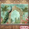 2D Peacock Arch Backdrop, for Indian Wedding, Mehndi & Tropical Themed Party Decoration