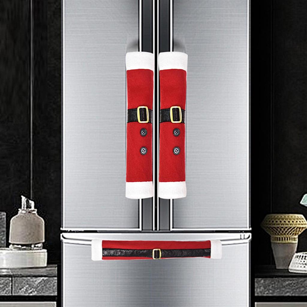 Mingguan Christmas Brushed Cloth Handle Covers for Refrigerator, Door, and Microwave