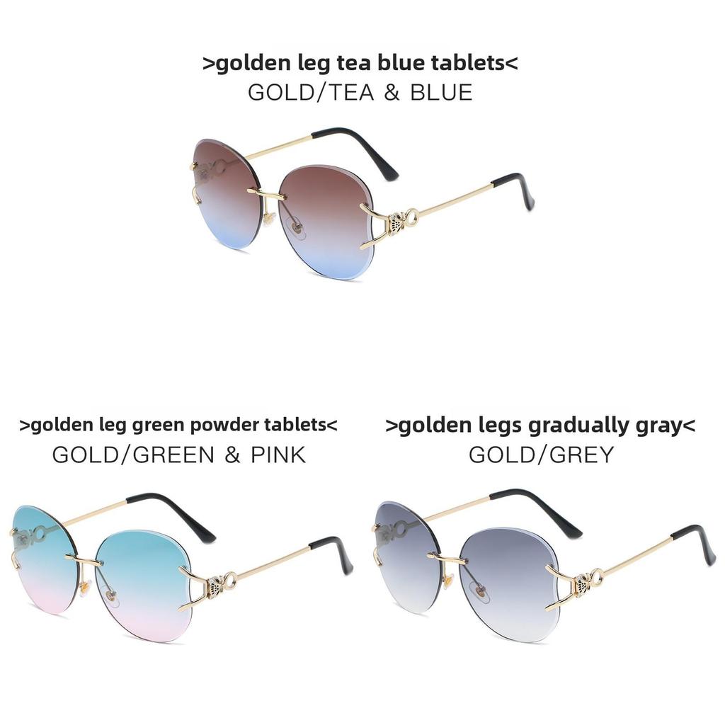 Unframed Fox Head Sunglasses Pink Gradient Uv400 Fashion Eyewear For Travel And Parties