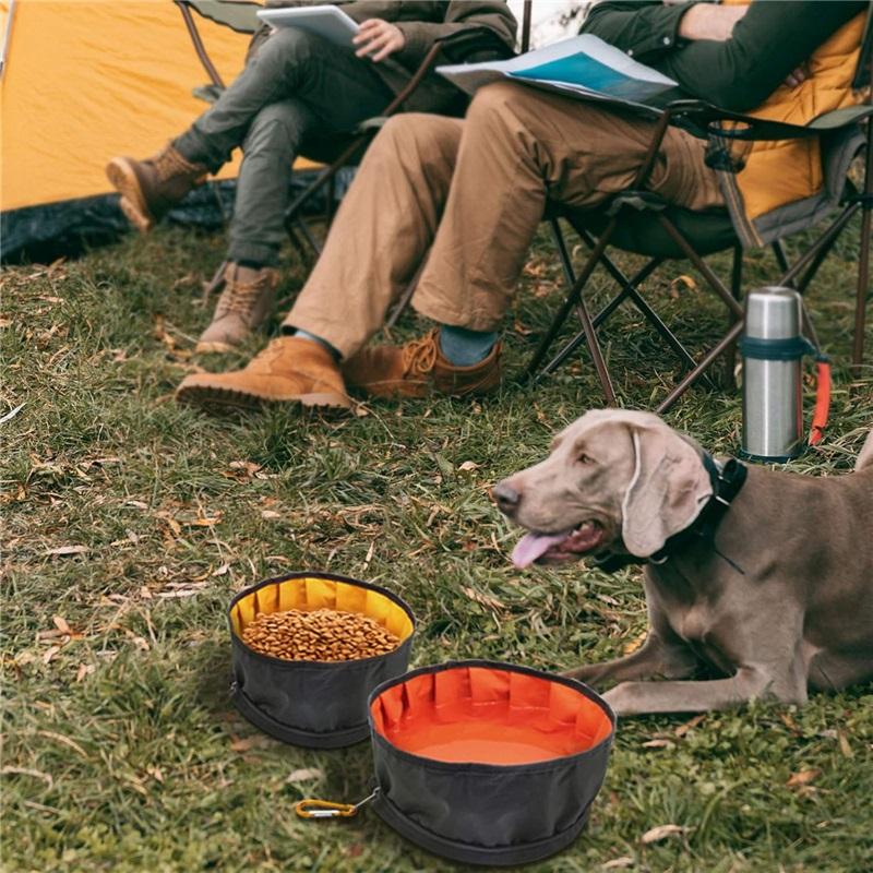 Collapsible Dog Travel Bowl Portable, Foldable Pet Food Water Bowl with Zipper, Lightweight 100g for Outdoor Camping