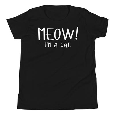 Meow I'm a Cat Funny Lazy Halloween Costume Outfit Youth Short Sleeve T-Shirt