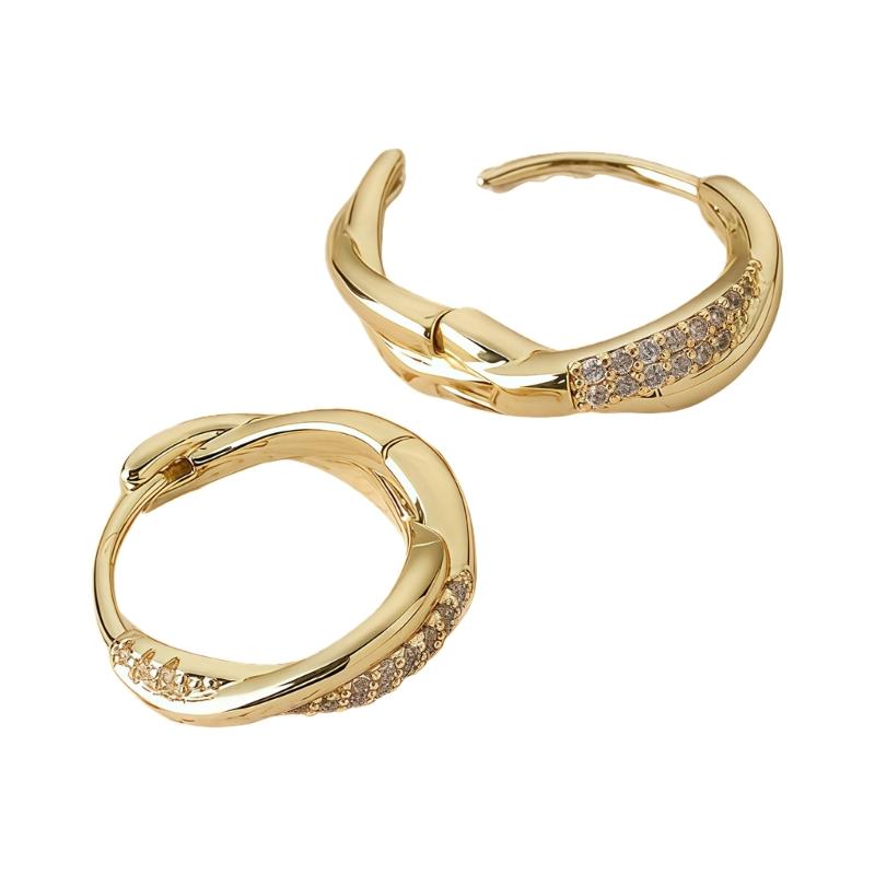 Модные Круглые Серьги Скрученной Формы Со Сверкающими Цирконами Аксессуары Для Женщин Модный Ювелирный Аксессуар 1