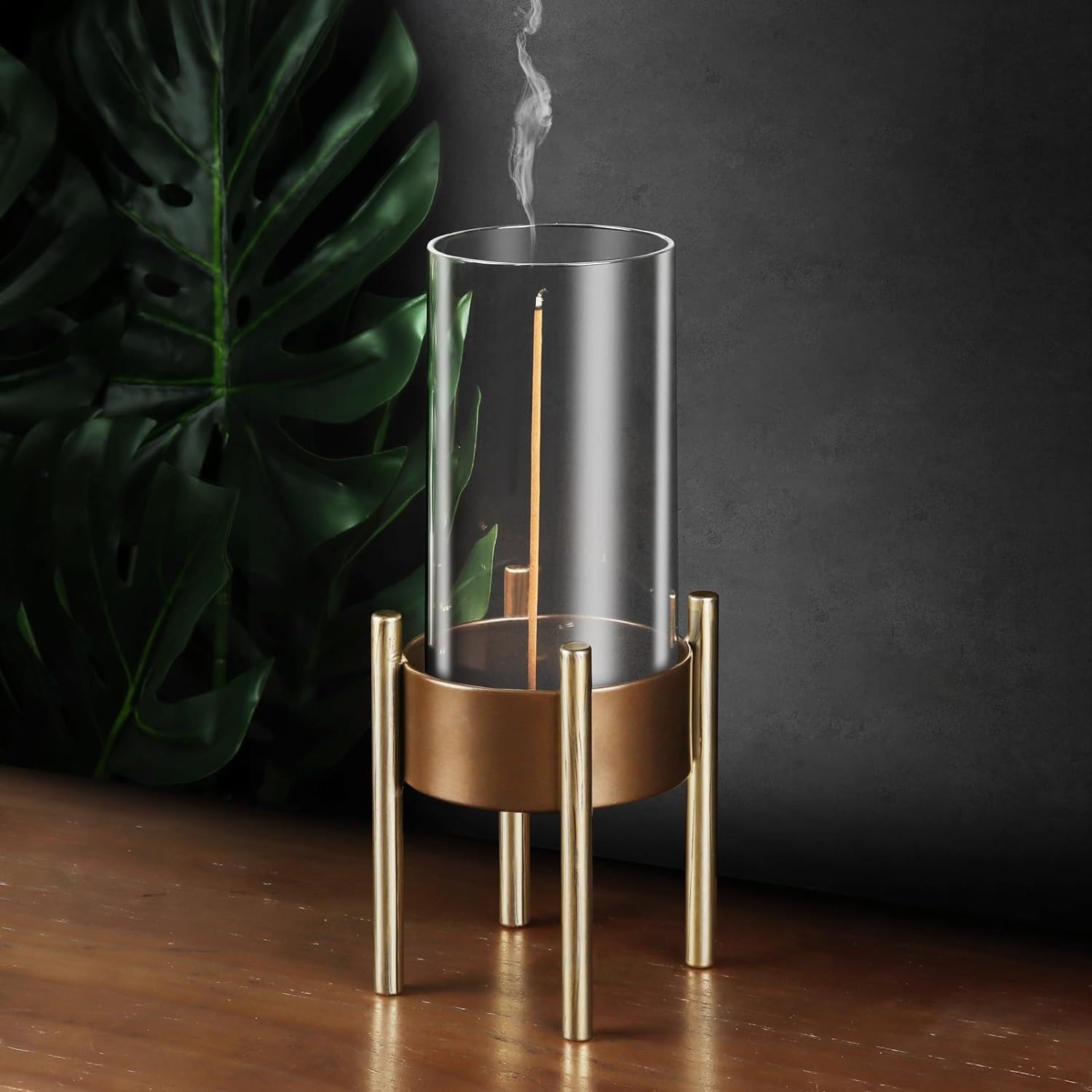 

Stylish 4-legged glass incense holder stand with increased height, prevents ash from scattering and spilling. Ideal for use as a vertical incense
