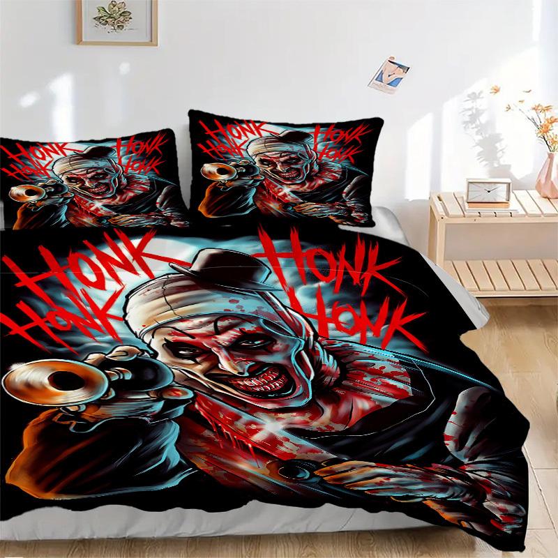 

3pcs Clown Horror Duvet Cover Set - Soft & Breathable Bedding, Includes 1 Duvet Cover and 1/2 Pillowcases (No Insert) yy251107155 135x200cm