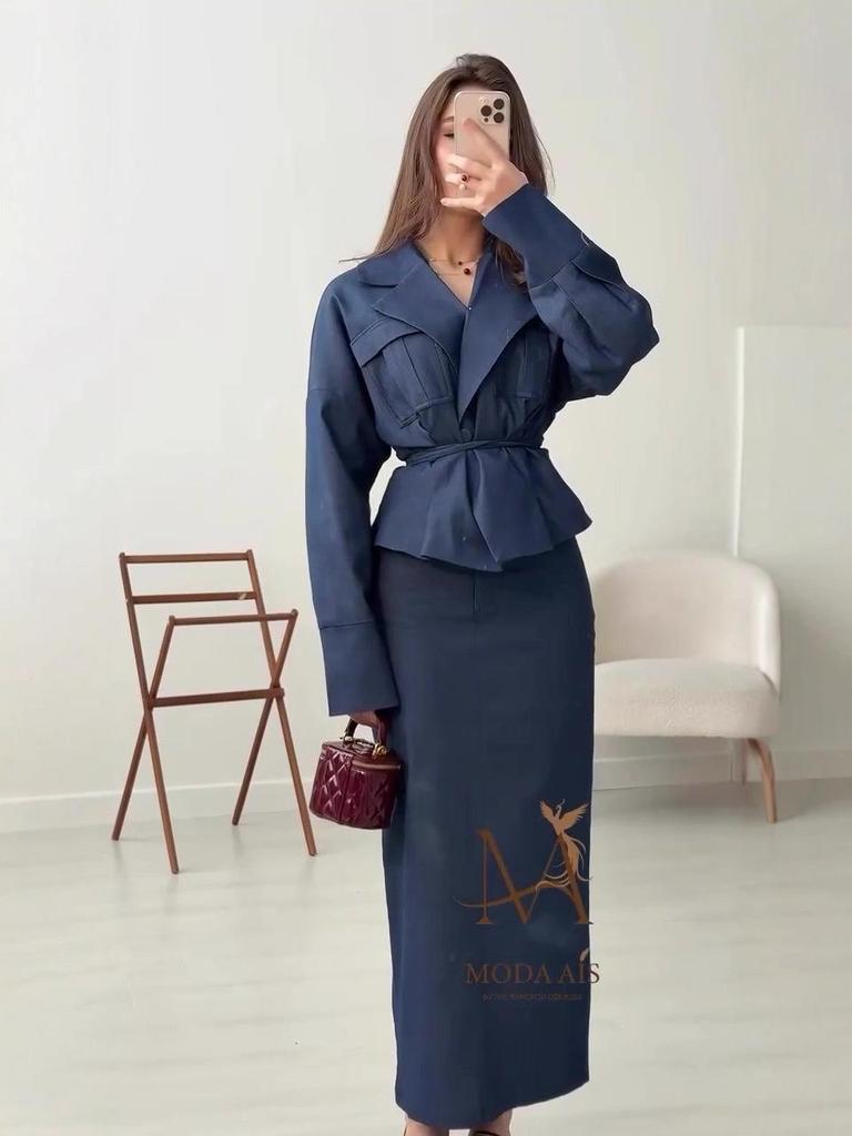 Elegant Long Sleeve Skirt Set: European & American Autumn Fashion 2025